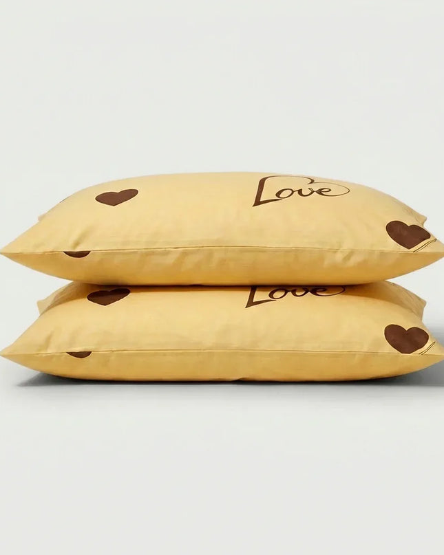 Taies d'oreiller percale de coton - Love en Love Soleil – - MaisonTextile