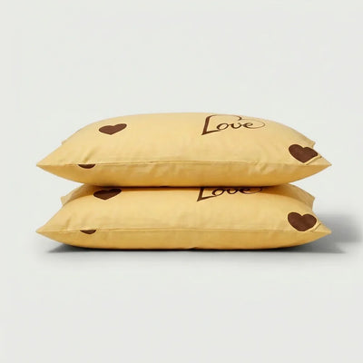 Taies d'oreiller percale de coton - Love en Love Soleil – - MaisonTextile
