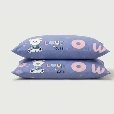 Taies d'oreiller percale de coton - Ourson en Ourson Love Lila – - MaisonTextile