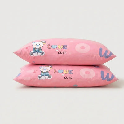 Taies d'oreiller percale de coton - Ourson en Ourson Love Rose – - MaisonTextile