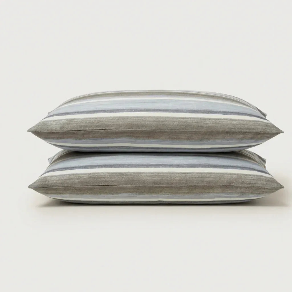 Taies d'oreiller percale de coton - Perle en Perle - Gris – - MaisonTextile