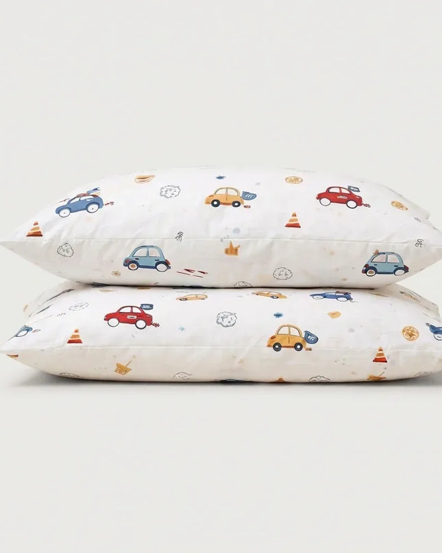 Taies d'oreiller percale de coton - Petit en Petit Bolide – - MaisonTextile