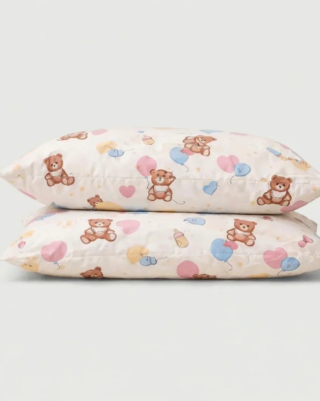 Taies d'oreiller percale de coton - Petit en Petit Ourson – - MaisonTextile