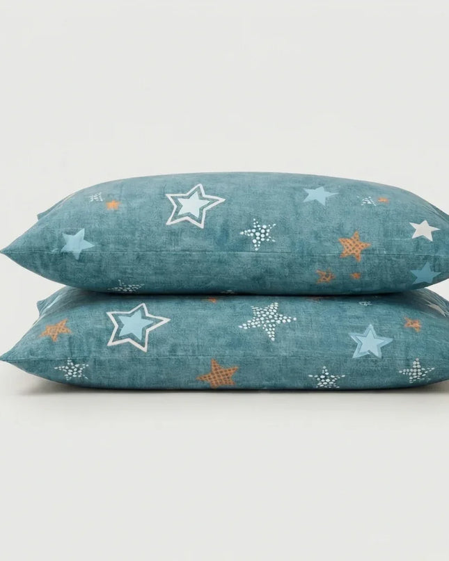 Taies d'oreiller percale de coton - Stars en Stars Lagoon – - MaisonTextile