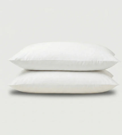 Taies d'oreiller percale de coton - Uni en Blanc Neige – - MaisonTextile