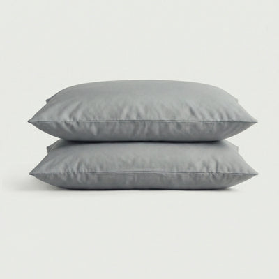 Taies d'oreiller percale de coton - Uni en Vert Sauge – - MaisonTextile