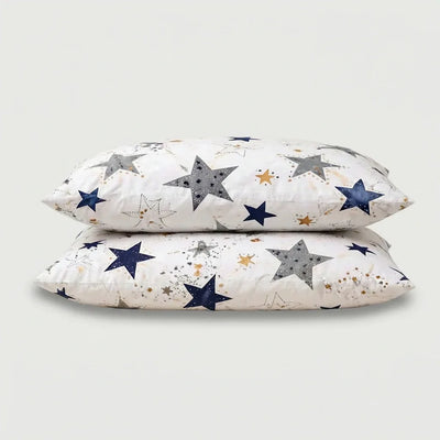 Taies d’oreiller polycoton renforcé - Stars en Stars Céleste – - MaisonTextile