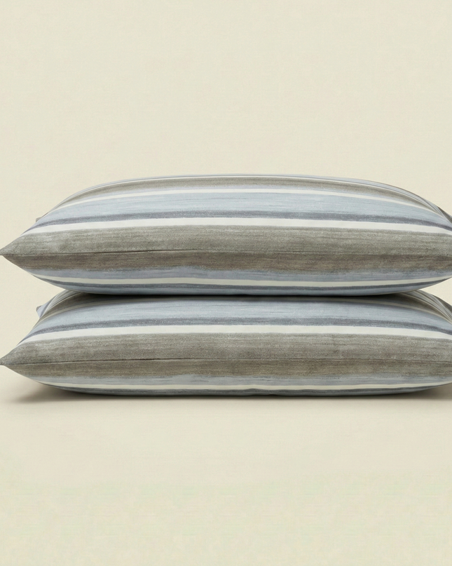 Taies d'oreiller percale de coton - Perle