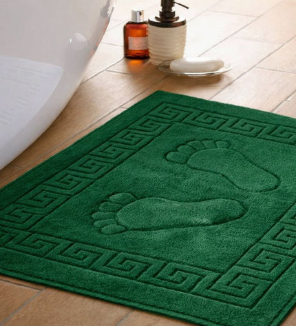 Tapis de bain 100 % Coton en Vert Émeraude – - MaisonTextile