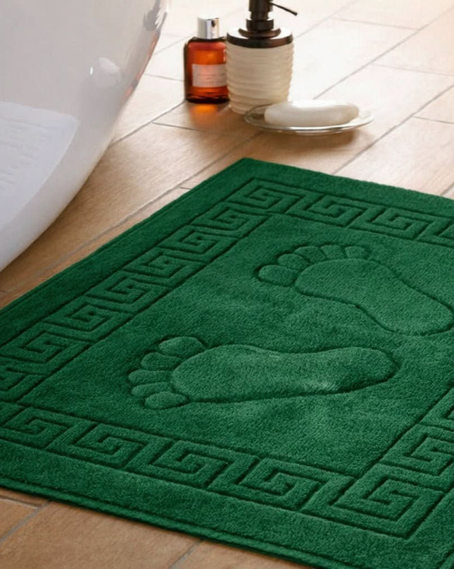 Tapis de bain 100 % Coton en Vert Émeraude – - MaisonTextile