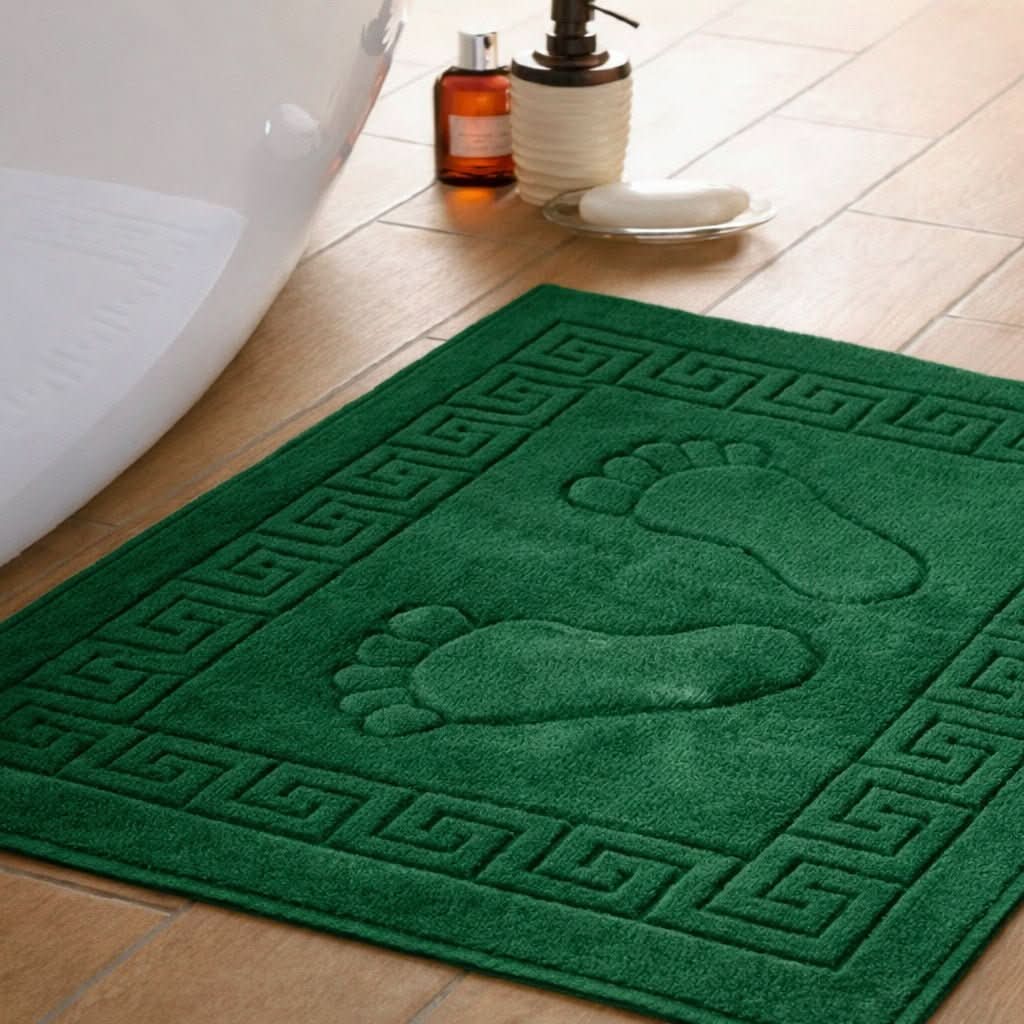 Tapis de bain 100 % Coton en Vert Émeraude – - MaisonTextile